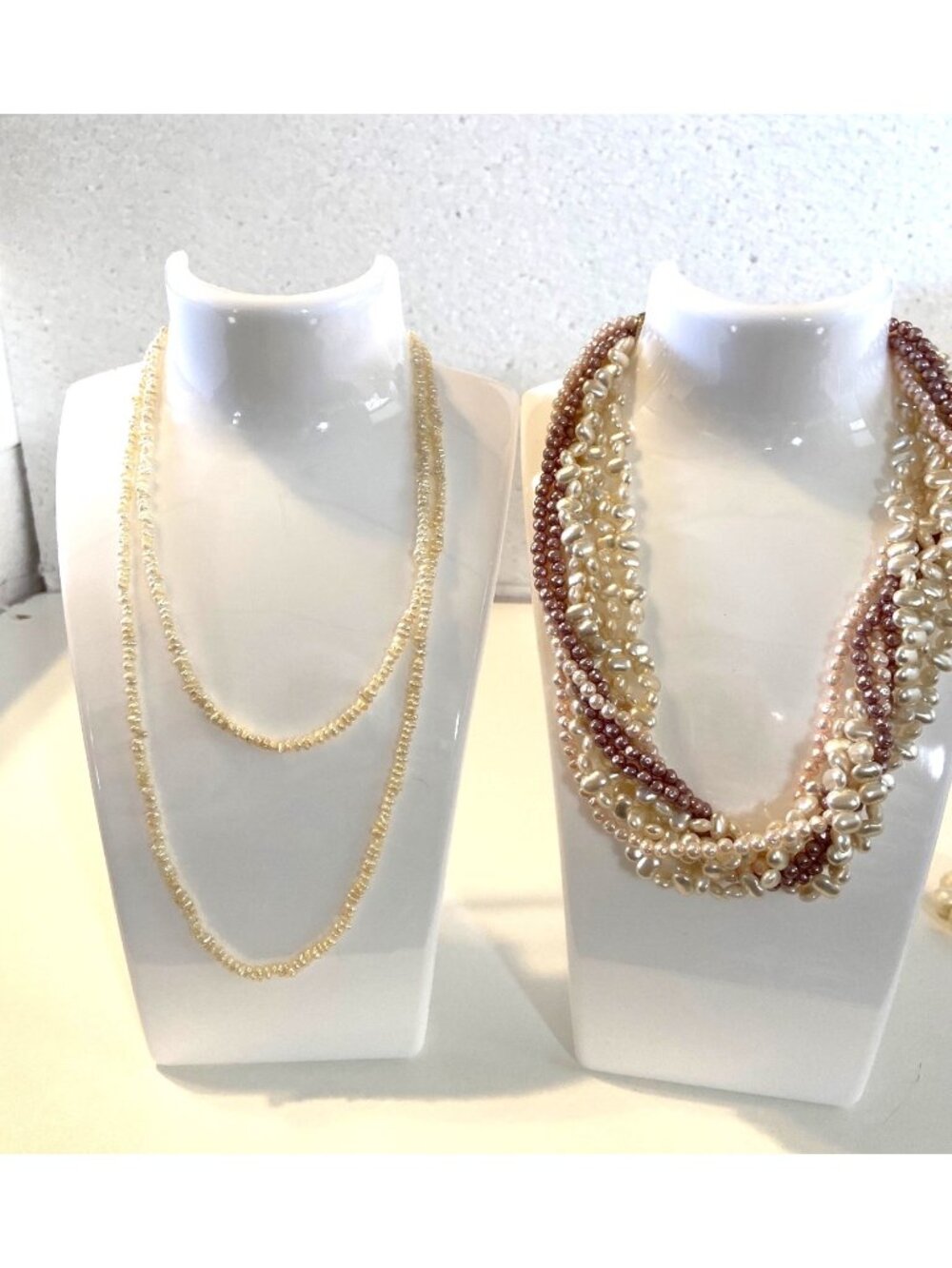 Genuine and Faux pearls- 1 single strand  Twisted Necklace w/spring ring clasp